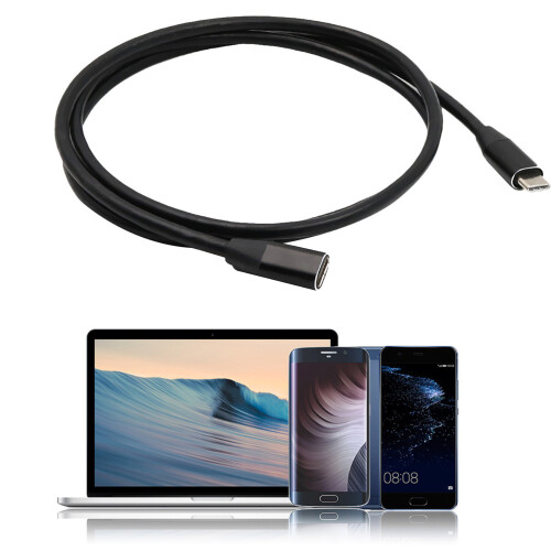 USB C Extension Cable Zwart Bi-Directioneel Type C Kabel 1