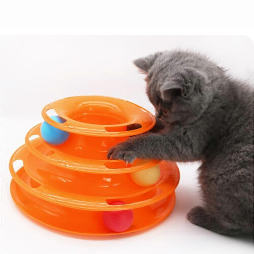Turntable Roller Tower Cat Toy with Interactive Tracks, Durable Plastic, Indoor Exercise for Cats 2