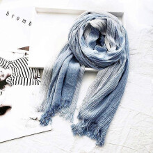 Cotton Linen Men’s Winter Scarf Japanese Style Blue Navy Black Striped Tassel Ethnic Fashion Accessory