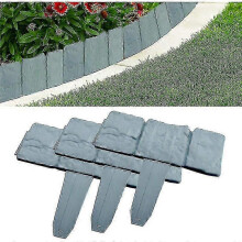 20 Pcs Gray Plastic Garden Lawn Edging Fence, Stone Effect Border for Flower Beds and Pathways