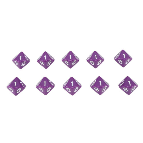 20Pcs Purple 10-Sided Polyhedral Dice Durable Plastic Numbered D10 for Educational Learning, Teaching, Classroom Use and