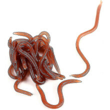 100 Pack 8cm 0.4g Red Worm Soft Fishing Baits, Fish Scent Artificial Earthworm Lures for Freshwater Fishing