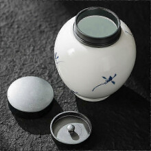 Pure Hand-Painted Tea Canister for Kitchen Storage, Ceramic Jar with Lid for Loose Tea and Dry Goods