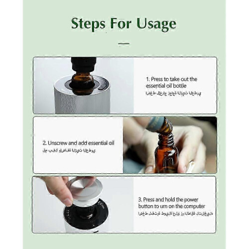 Premium Aromatherapy Diffuser USB Charging Aluminium Alloy Aromatic Oil Diffuser Air Freshener Device Silver