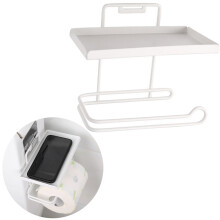 1Dubbele Witte Toiletrolhouder Met Plank En Telefoonopslag