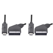 2X HD 1080P Scart to -Compatible Adapter Scart Male to HD Female Audio Video Converter Adapter for HDTV/DVD/PC 1M