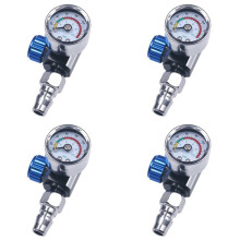 4pcs 1/4 Inch Bsp Air Regulator Valve Tool Durable Small Tail Pressure Gauge with Nozzle for Spray Tool