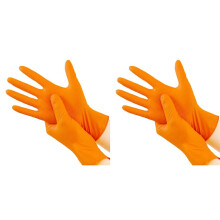 200X Heavy Duty Orange Nitrile Gloves 8Mil Industrial Disposable Gloves with Diamond Textured Grip L