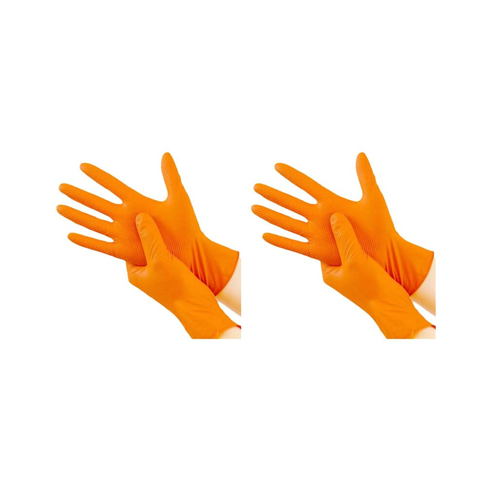 Photos - Safety Equipment 200X Heavy Duty Orange Nitrile Gloves 8Mil Industrial Disposable Gloves with Diamond Textured Grip L