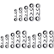 15-Delad Flex- Stubby Ratcheting Kombinationsskiftnyckelsats, Mininyckelsats, Dubbelboxände Flex-, Mininyckelsats