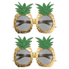2St Hawaii Ananas Zonnebril Plastic Party Bril Goud