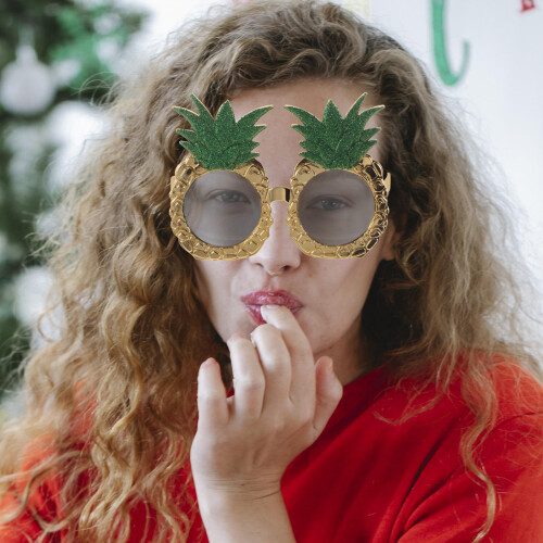 2St Hawaii Ananas Zonnebril Plastic Party Bril Goud 2