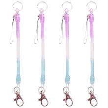 4X Porte-Cles A Ressort A Gradient (Bleu et Blanc) 20.5 cm