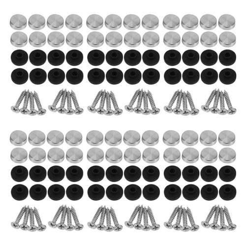 48 Pcs 14mm Dia Stainless Steel Decorative Mirror Screw Cap Nails