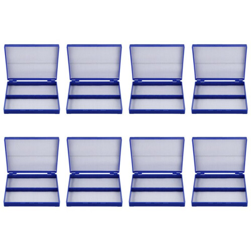 8X Royal  Plastic Rectangle Hold 100 Microslide Slide Microscope Box