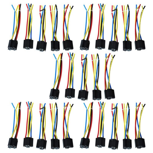 25 Pcs 5 Pin Wires Cable Relay Socket Harness Connector  12V for Car Auto