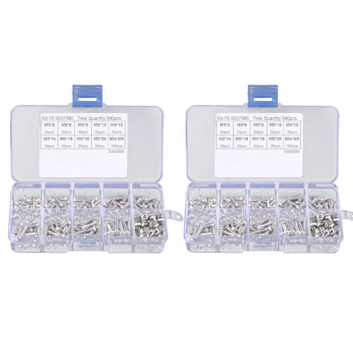 680Pcs M3 Hex Socket Screw Nut Stainless Steel M3 Screws Nuts Assortment Kit Fastener