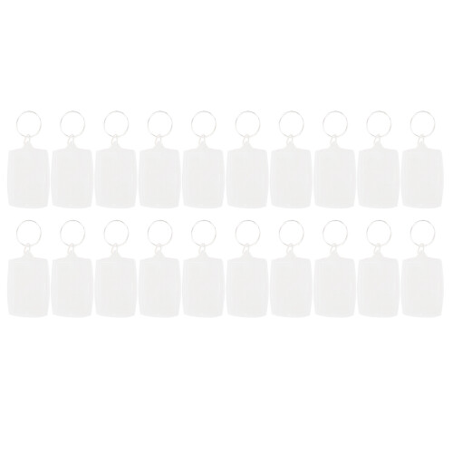 20Pcs Transparent Blank Insert Photo Picture Frame Key Ring Split Keychain