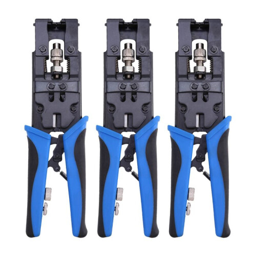 3Pc Durable Coax Compression Crimper Tool BNC/RCA/F Crimp Connector RG59/58/6 Cable Wire Cutter Crimping Plier