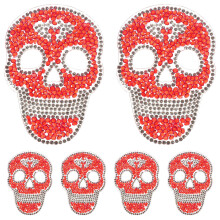 6St Stevige Rhinestone Skull Patch Voor Jas, Tas En Rok