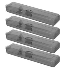 4St Stevige Plastic Tandenborstelhouder Zwart Met Draagbare Flipcover
