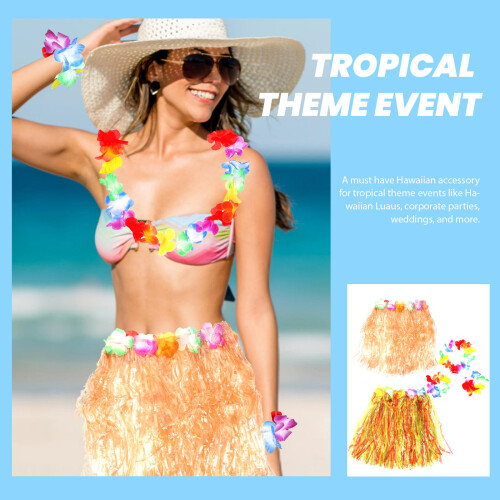 2Sets Hawaii Grasrok Set Met Sierlijke En Elastische Taille 2