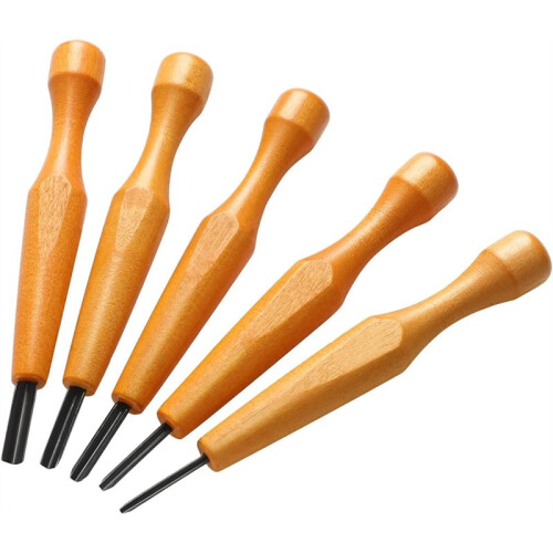 5 Pcs Carving Tools Set - Triangular Linoleum & Wood Carving Knifes Chisel V Shaped Tools for Linocut Printmaking