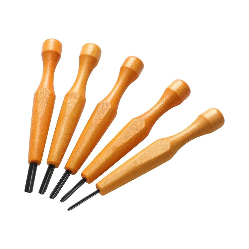 5 Pcs Carving Tools Set - Triangular Linoleum & Wood Carving Knifes Chisel V Shaped Tools For Linocut Printmaking 6032221253549