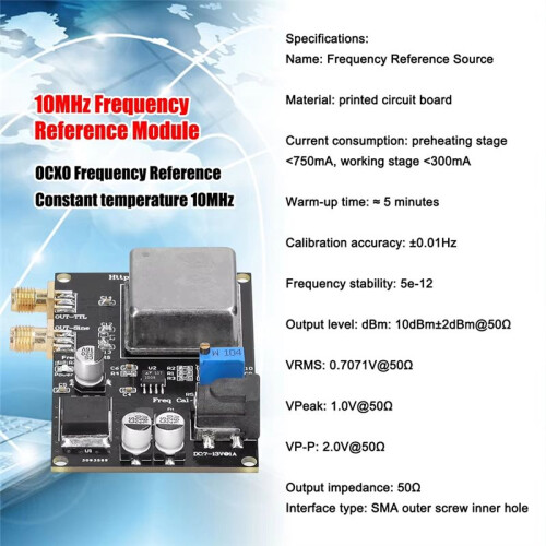 10MHz OCXO Frequency Reference Module Frequency Reference Source Low Phase Noise for Sound System Decoder Frequenc Meter