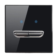 Wall Light 2 Gang Tempered Glass Panel LED Night Light Black Pass Through