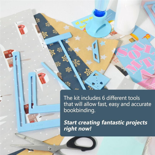 6Pcs Bookbinding Easy Scrapbooking Tool for , Great Stencils and Cutter Guide Kit Can Be Made Into Notebook 1