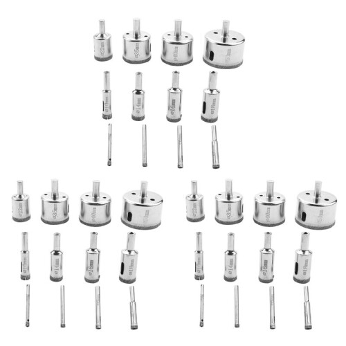 36Pcs Diamond Drill Bits Glass Tile Hole Saw Bits Set, Hollow Core Drill Bits, Extractor Remover Hole Saws for Glass