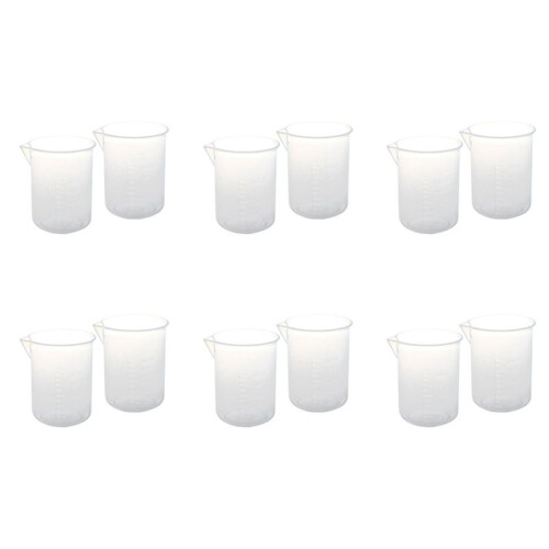 12 Pcs 50 Ml Laboratory Plastic Water Liquid Measuring Cup Transparent