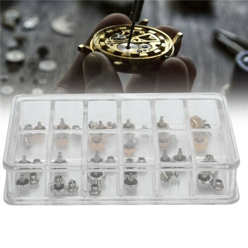 192PCS Watch Crowns Watch Waterproof Replacement Assorted Repair Tools with Box 2