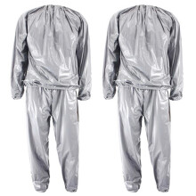 2X Heavy Duty Fitness Weight Loss Sweat Sauna Suit Exercice Gym Anti-Rip Argent L
