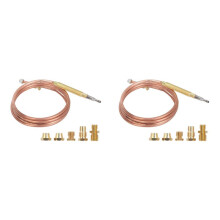 2X Universal Gas Stove Thermocouple with 10Pcs Nuts Heating Gas Burner Replacement Thermocouple Adaptor