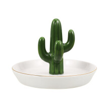 Cactus Porte-Bague Tour Boucle D'Oreille Bijou Plateau Plat en CéRamique Bijoux Organisateur Collier Tropical Bracelet Cadeau D'Anniversaire