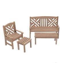 1/12 Miniature Maison de PoupéEs Meubles Non Peint Jardin Parc DéCoration Banc Chaise Tabouret Ensemble Enfants Jouet pour Imitation Jeu