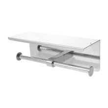 2-Voudige Toiletrolhouder Met Rvs Plank Voor Badkamer En Telefoon