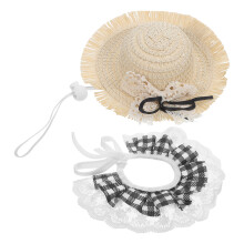 1Set Tuinbeeld Kleding Set Met Strohoed En Decoratieve Ganzenbandana