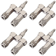4X Connecteur de Tuyau D'Air 2 Voies Séparateur de Tuyau D'Air 1/4 Po Compresseur D'Air Accessoires Raccords Connecteurs Pivotants à 360 Degrés