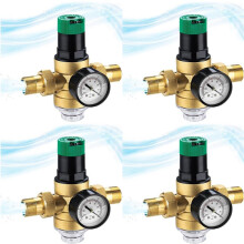 4X Pressure Regulator Water 3/4 Inch, Water Pressure Regulator with Water Pressure Gauge and Mesh Filter