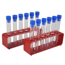 5 Sets 15 X 100mm Test Tubes with Rack Clear Plastic Test Tubes with Caps and 6 Holes Holder Rack Nurse Party Decoration