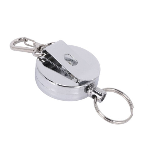 9 Pcs Stainless Silver Retractable Key Chain  Keyring Heavy Duty Steel 2