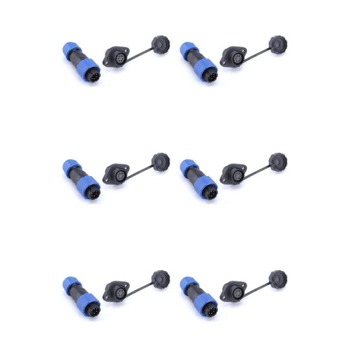 6X Conector SP13 Impermeable IP68 de 6 Pines, Conector Macho/Hembra, con Tuerca/Brida/Acoplamiento.