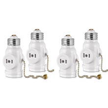 2 Outlet Light Socket Adapter,E26 Bulb Socket to Outlet Splitter,Convert Medium Screw Socket Into A Socket 2 Outlets 4pc