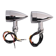 2Pcs Universal Amber Chrome Motorcycle LED Turn Signal Light Brake Running Tail Light
