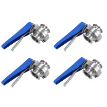 4X 1-1/2Inch 38mm Stainless Steel Sanitary 1.5 Inch Tri Clamp Butterfly Valve Squeeze Trigger for Homebrew Dairy Product