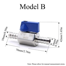 3X 304 Stainless-Steel Valve, 10 mm Barb Shut-Off Valve, Pagoda Joint Garden Tap for Water, Gas, Oil, Fuel