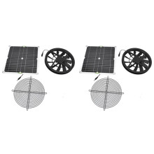 2X Kit de Ventilateur à Panneau Solaire 10 Pouces 100 W, Panneau Solaire Étanche, Boîtier de Ventilation Rond, Ventilateur D'Extraction pour